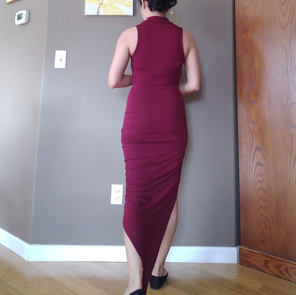 Asymmetrical Drape Hi-Lo Dress - Picture 4 of 7